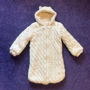 white Quilted snow suit baby bunting